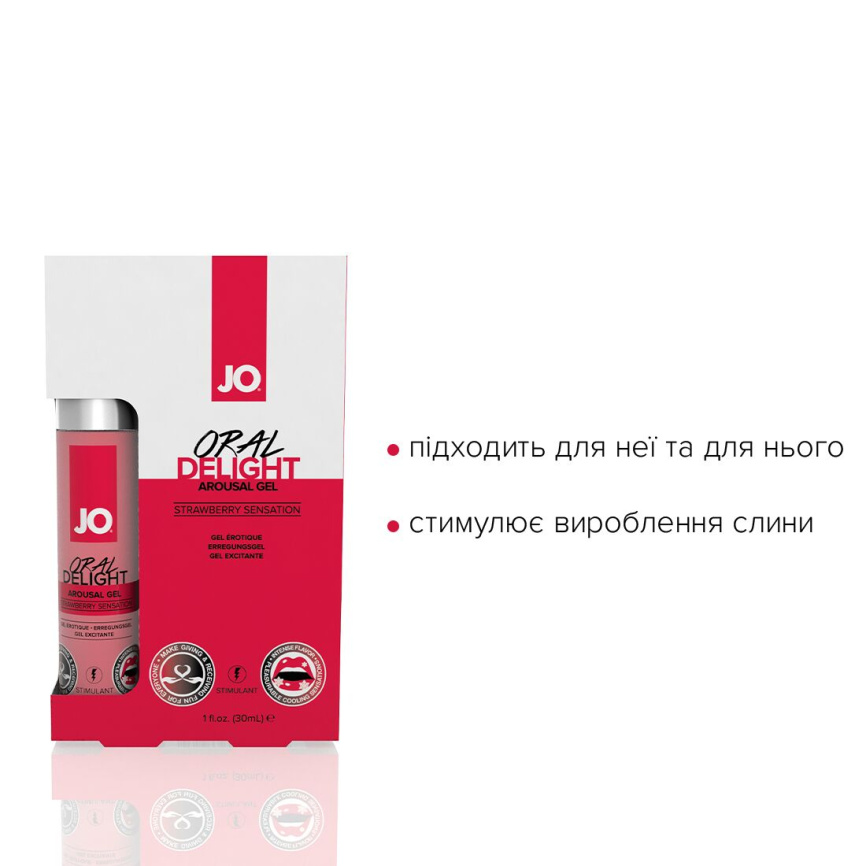 Гель для оральних пестощів JO Oral Delight — Strawberry Sensation (30 мл), ефект холод-тепло фото 3