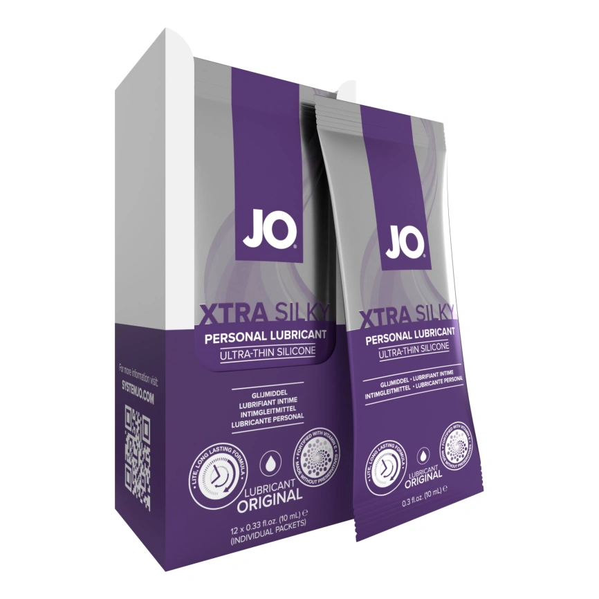Набор лубрикантов Foil Display Box – JO Xtra Silky Silicone – 12 x 10ml фото 1