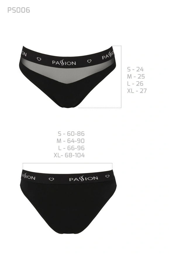 Трусики с прозрачной вставкой Passion PS006 PANTIES M, black фото 3