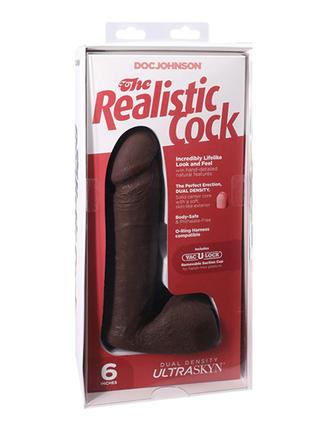 Фалоімітатор Doc Johnson The Realistic Cock 6 inch Black - ULTRASKYN, Vac-U-Lock, діаметр 4,3 см фото 4