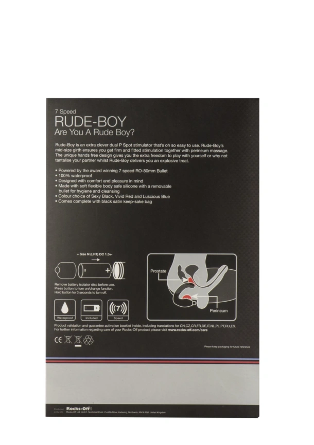 Вибромассажер простаты Rocks Off Rude-Boy Black, массаж промежности, макс диаметр 2,5см фото 3