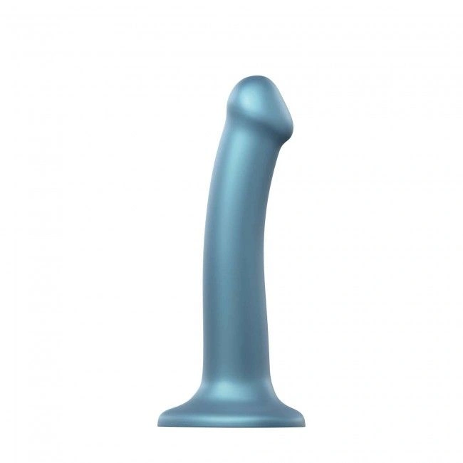 Насадка для страпона Strap-On-Me Mono Density Dildo Blue M, диам. 3,3см, однослойный силикон, гибкий фото 1