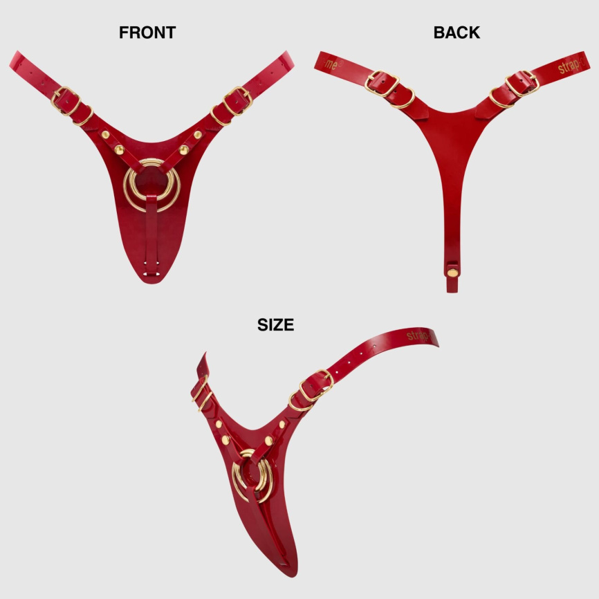 Трусики для страпона Strap-On-Me Leatherette Harness Fabulous - One Size - Red Glossy фото 6