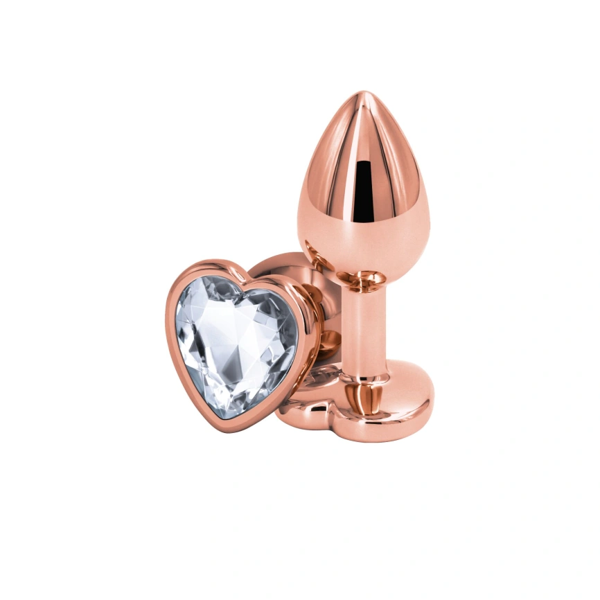 Анальная пробка NS Novelties Rear Assets - Rose Gold Heart - Small - Clear фото 1