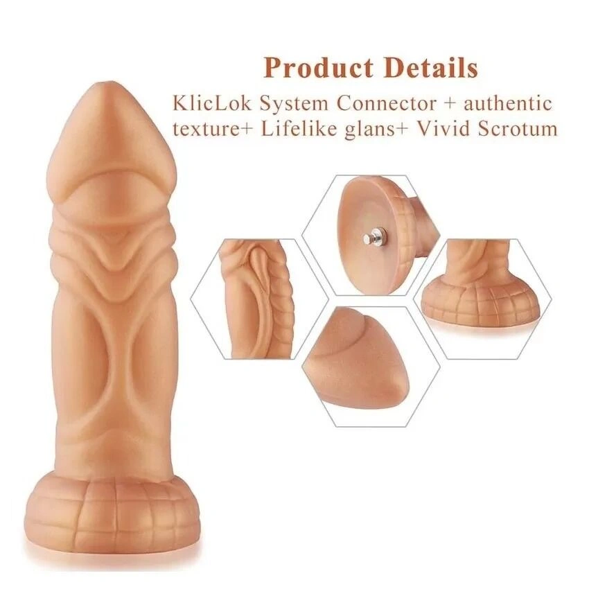 Фаллоимитатор для секс-машин Hismith Slightly Curved Silicone Dildo Monster Series, крепление KlicLok фото 3