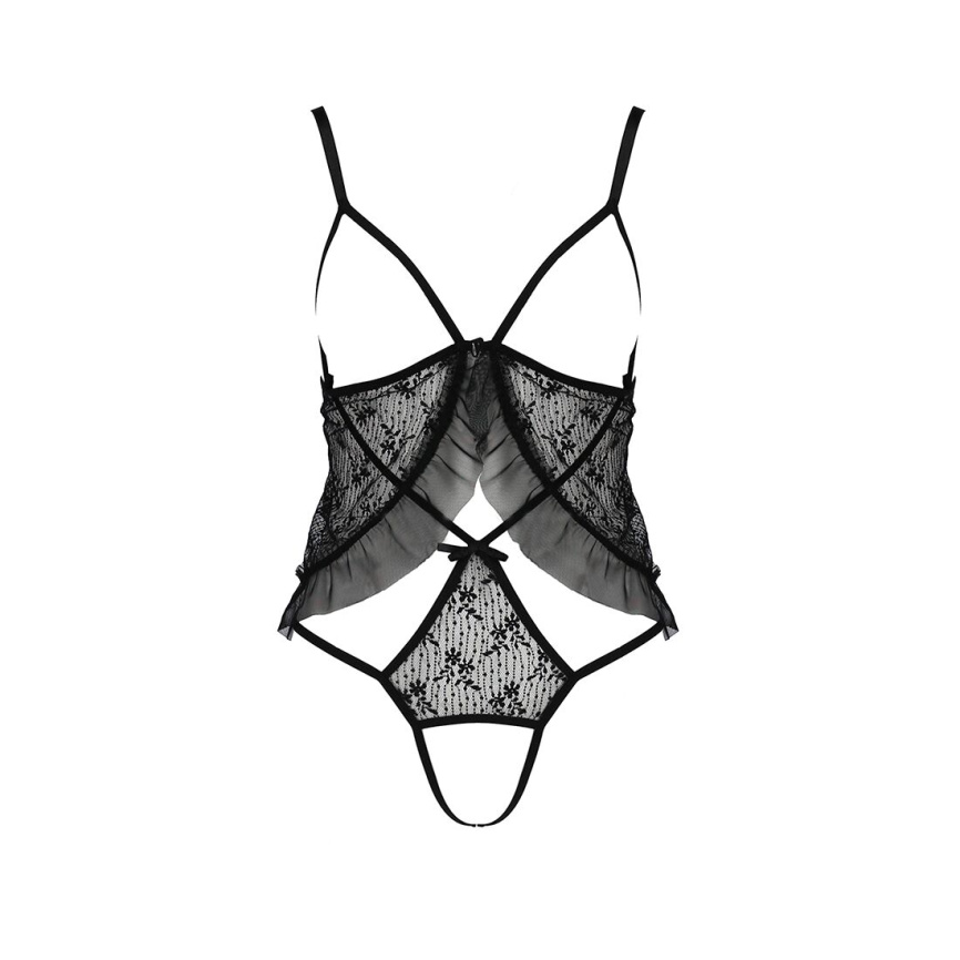 Боді монокіні з відкритими грудьми Passion JUSTINA BODY L/XL, black фото 3