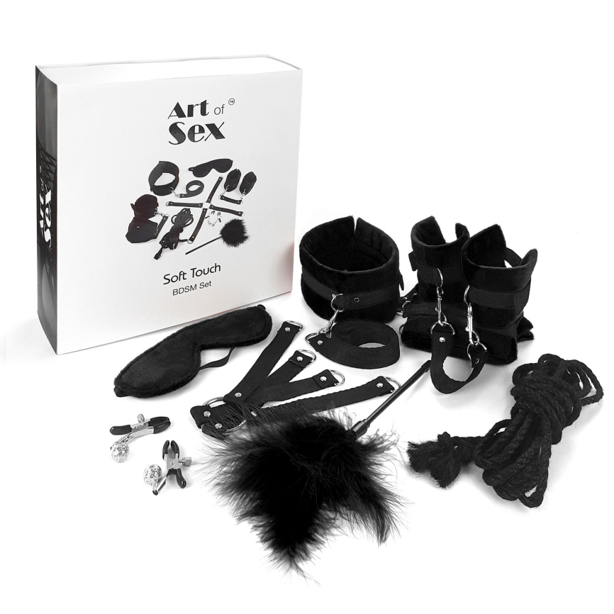 BDSM-набір Art of Sex – Soft Touch BDSM Set, чорний, 9 предметів фото 1