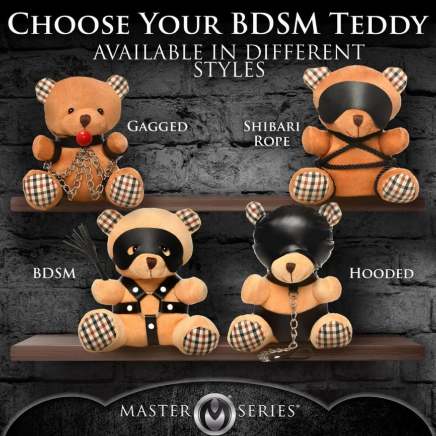 Плюшевый медвежонок ROPE Teddy Bear БДСМ в кожаной маске и обвязке, 22x16x12 см фото 5