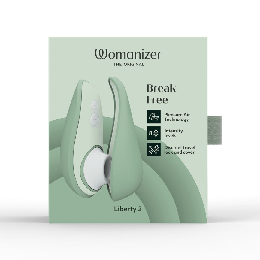 Вакуумний кліторальний стимулятор Womanizer Liberty 2 Sage, 8 режимів, магнітна кришечка фото 10