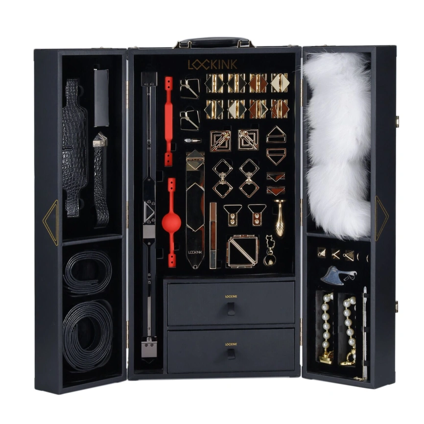БДСМ-набор LOCKINK All-in-1 BDSM Play Kit, черный, кожа с тиснением, предметы для бондажа, шибари, ваксплея фото 7