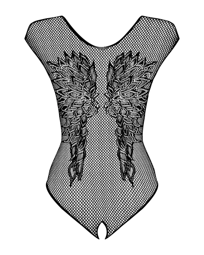 Бодистокинг из крупной сетки с кружевом Obsessive B112 teddy S/M/L, черный, с доступом фото 5
