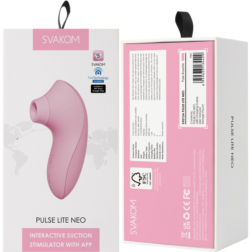 Вакуумний стимулятор Svakom Pulse Lite Neo Pale Rosette керується зі смартфона фото 6