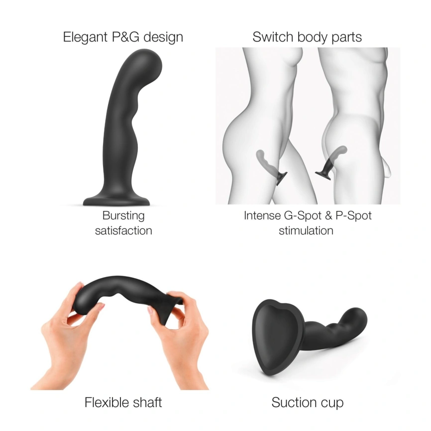 Насадка для страпона Strap-On-Me Dildo Plug P&G Black M фото 3
