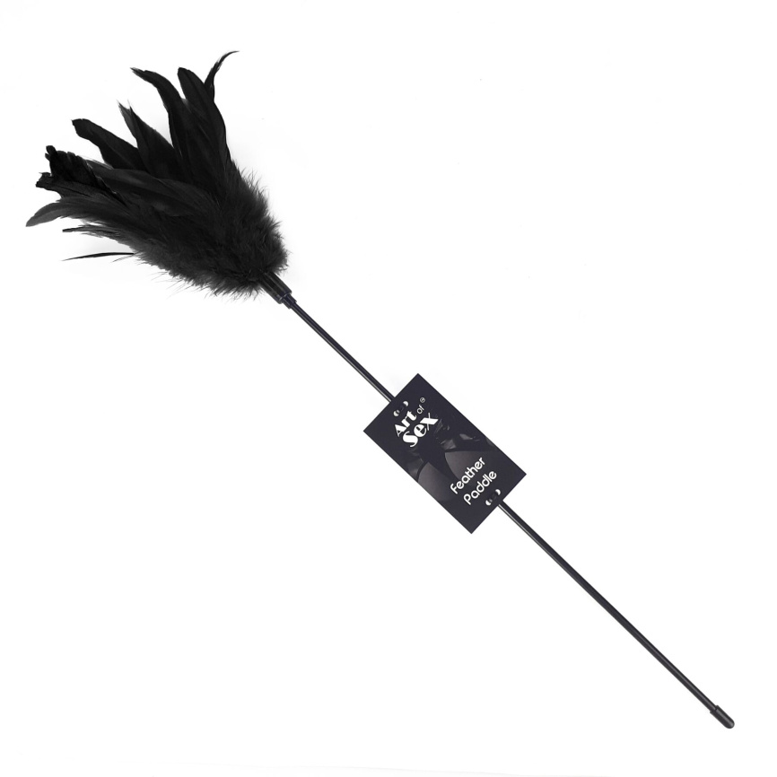 Лоскітка з пером півня Art of Sex – Feather Paddle, чорна фото 1
