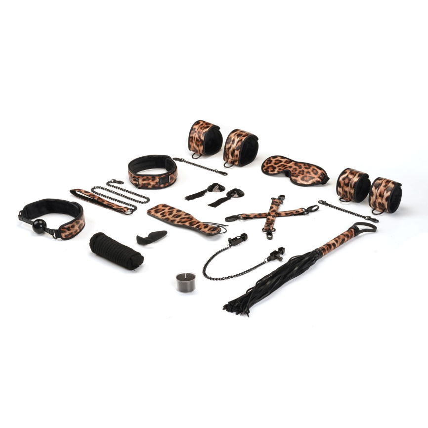 БДСМ-набір Liebe Seele Leopard Print 13pcs set, 13 предметів фото 1