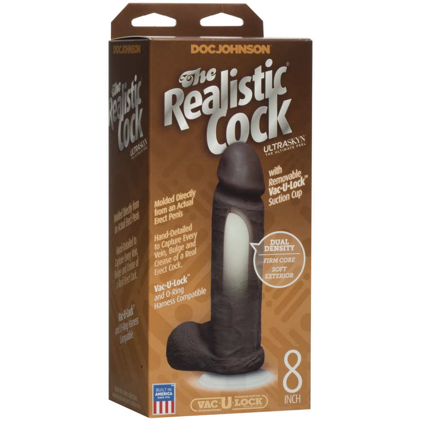 Фаллоимитатор Doc Johnson The Realistic Cock 8 inch Black - ULTRASKYN, Vack-U-Lock, диаметр 5,1см фото 3