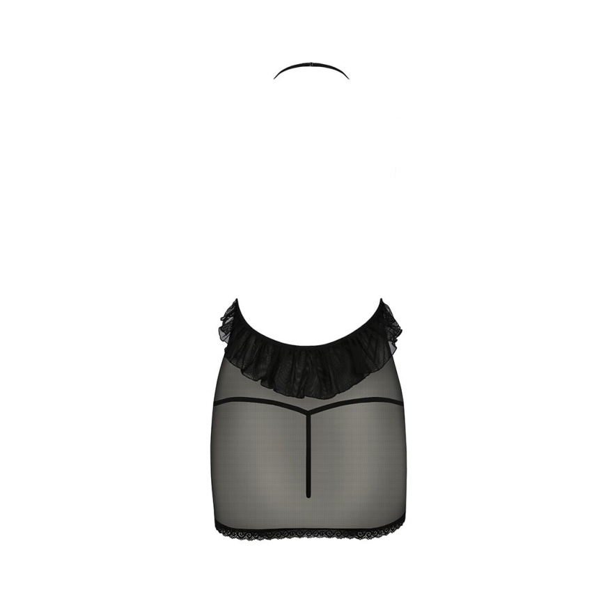 Сорочка прозора приталена Passion ERZA CHEMISE S/M, black, трусики фото 4
