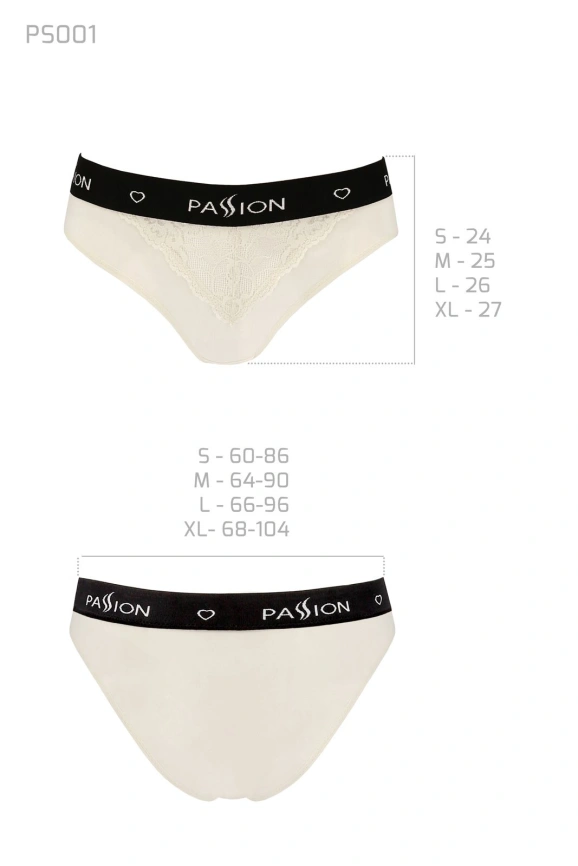 Трусики с широкой резинкой и кружевом Passion PS001 PANTIES M, ecru фото 3