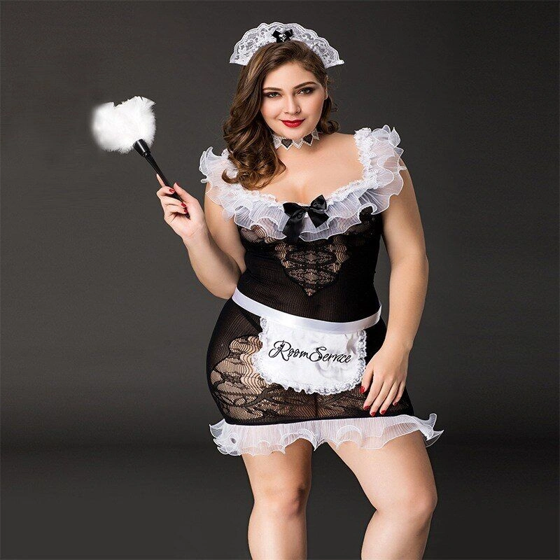 Костюм горничной JSY «Послушная Эльма» Plus Size Black, платье, передник, головной убор горничной фото 2