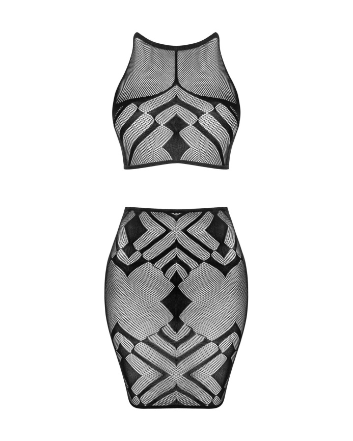 Еротичний напівпрозорий комплект Obsessive K101 top & skirt S/M/L, топ, спідниця фото 3
