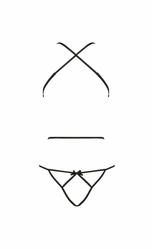Боди с имитацией кожи и стрепами Passion ASUNA BODY S/M, black фото 4