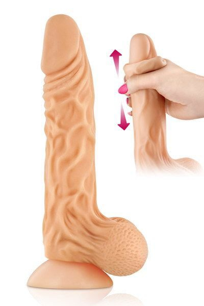 Фалоімітатор із рухомою крайньою плоттю Real Body — Real Max, діаметр 4,3 см, TPE фото 1