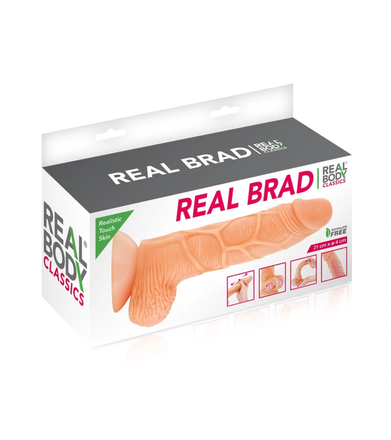 Фаллоимитатор с подвижной крайней плотью Real Body — Real Brad, диаметр 4 см, TPE фото 8
