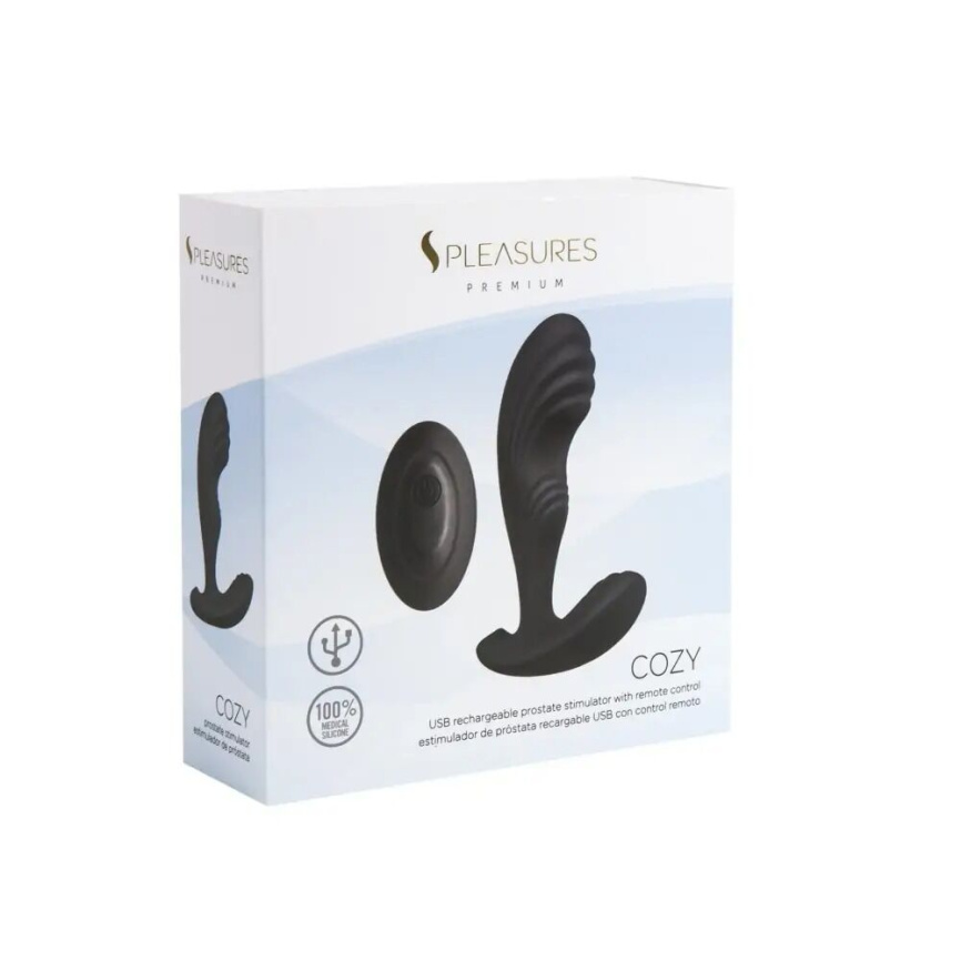Вібромасажер простати S Pleasures Premium Cozy, чорний, з рельєфною головкою, 10 режимів фото 5