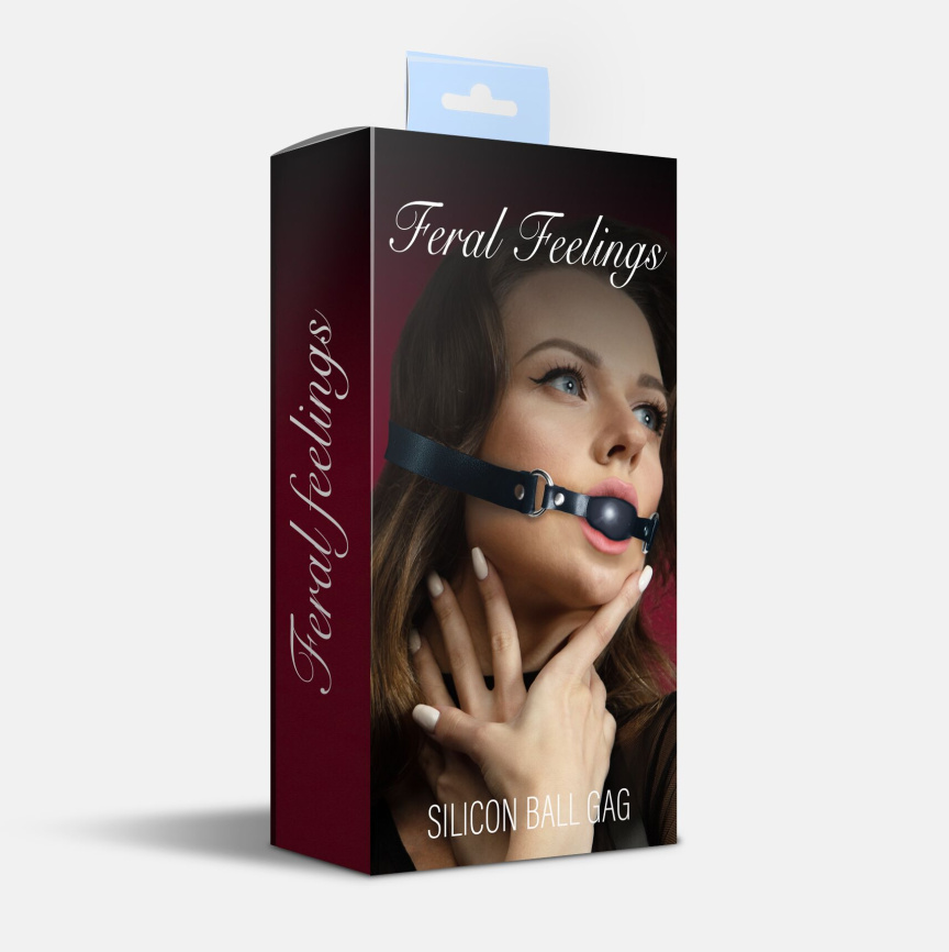 Кляп силіконовий Feral Feelings Silicon Ball Gag Black/Black, чорний ремінець, чорна кулька фото 2