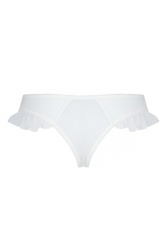 Трусики в горошек, с рюшами и шнуровкой Passion FATIN THONG L/XL, white фото 6