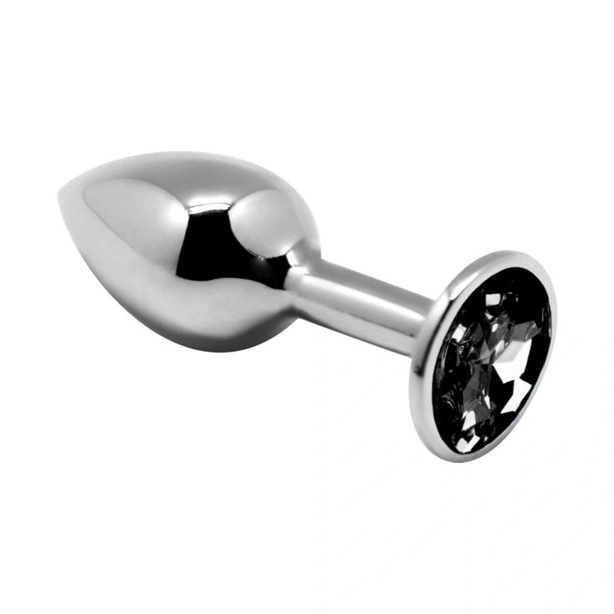 Металлическая анальная пробка с кристаллом Alive Mini Metal Butt Plug Black L фото 1