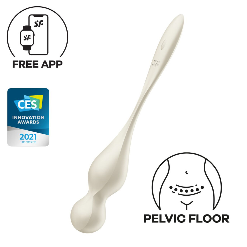 Вагінальні смарт-кульки з вібрацією Satisfyer Love Birds 1 Connect App White, 78 г фото 1