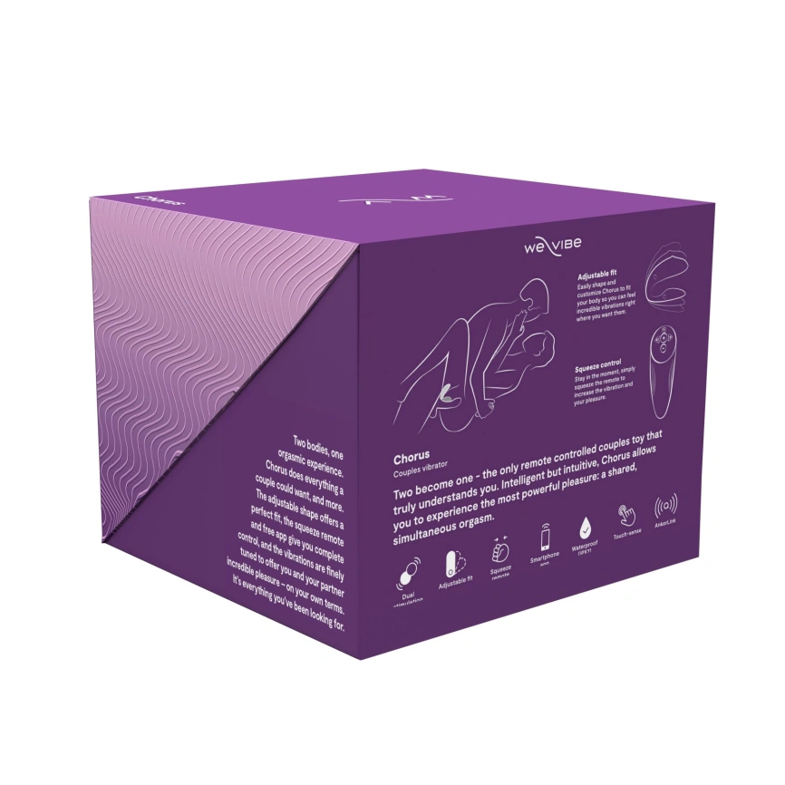 Смарт-вибратор для пар We-Vibe Chorus Purple, сенсорное управление вибрациями сжатием пульта фото 12