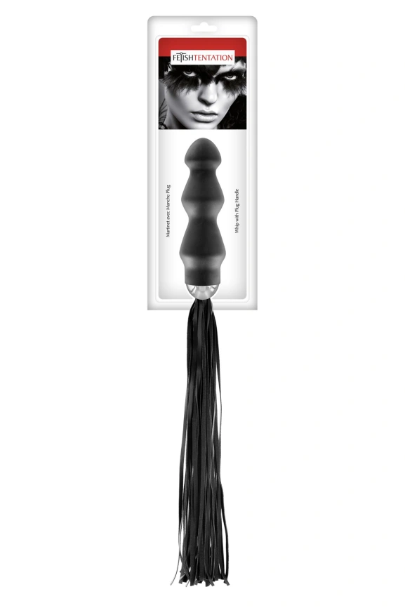 Флоггер с ручкой - анальным плагом Fetish Tentation Whip with Plug Handle фото 2