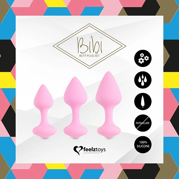 Набор силиконовых анальных пробок FeelzToys - Bibi Butt Plug Set 3 pcs Pink фото 3