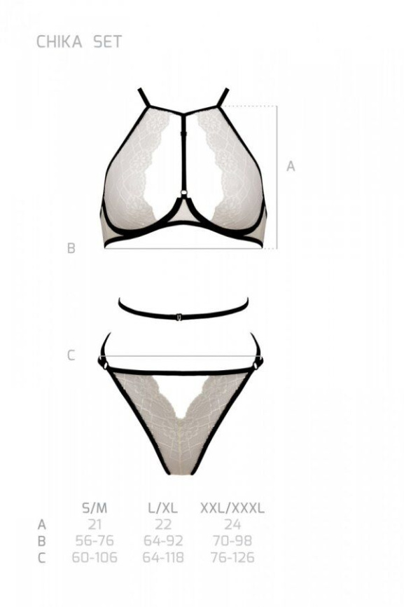 Комплект білизни Passion CHIKA SET, L/XL, cream, топ, трусики фото 5