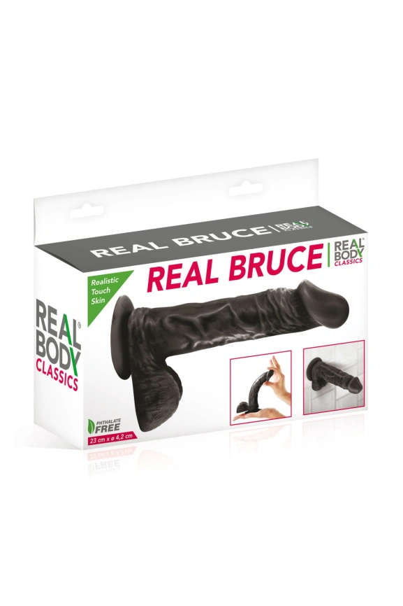 Фаллоимитатор на присоске Real Body - Real Bruce Black, TPE, диаметр 4,2см фото 2