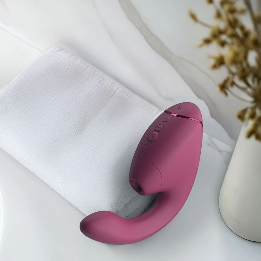 Подвійний вакуумний кліторальний стимулятор з вібрацією Womanizer Next Duo - Dusky Pink фото 18