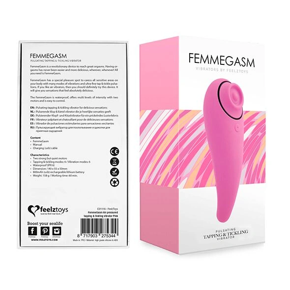 Пульсатор для клитора плюс вибратор FeelzToys - FemmeGasm Tapping & Tickling Vibrator Pink фото 2