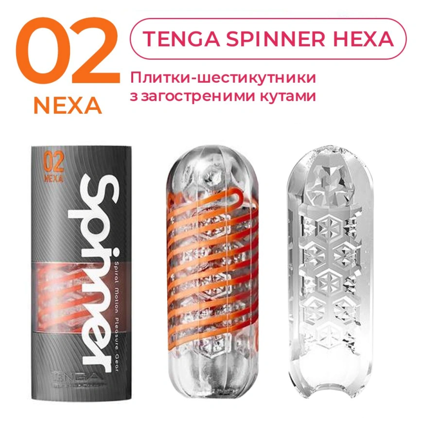 Мастурбатор Tenga Spinner 02 Hexa с упругой стимулирующей спиралью внутри, стандартная спираль фото 10