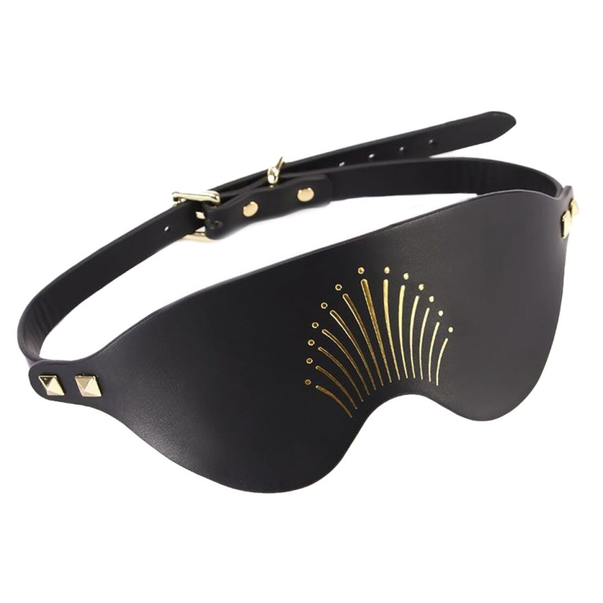 Розкішна маска на очі Zalo Blindfolds Black, натуральна шкіра фото 1