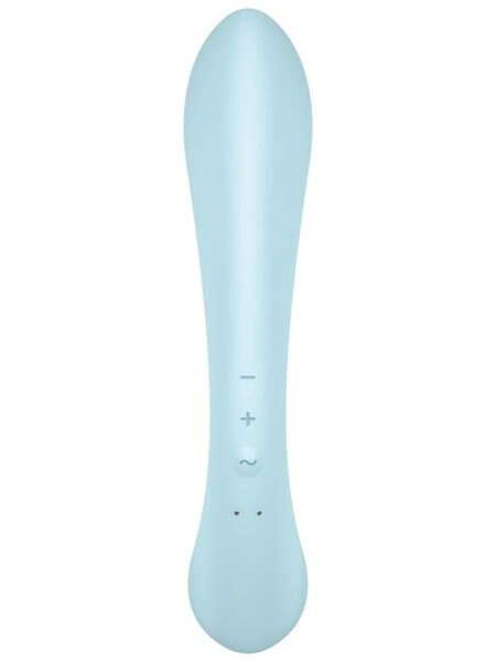 Двухсторонний вибратор-кролик Satisfyer Triple Oh Light Blue, 3 мотора, рукоятка-массажер фото 3