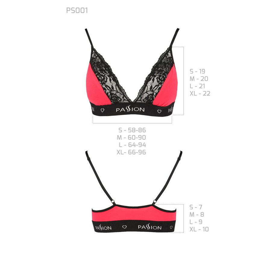 Еластичний топ з мереживом Passion PS001 TOP M, red-black фото 5