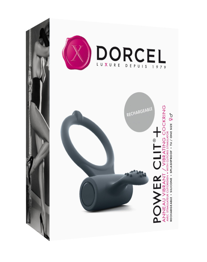 Ерекційне кільце Dorcel Power Clit Plus з вібрацією, перезаряджається, з язичком та щіточкою фото 2