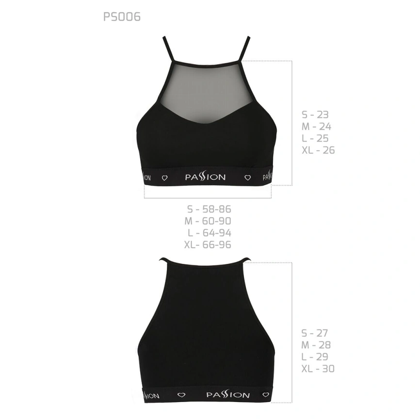Спортивный топ с прозрачной вставкой Passion PS006 TOP L, black фото 13