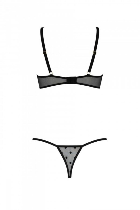 Еротичний комплект Passion MARINA SET WITH OPEN BRA, XXL/XXXL, black, відкриті чашки фото 4