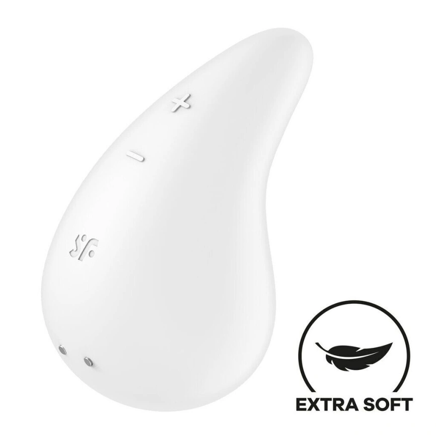 Вибратор для наружной стимуляции Satisfyer Dew Drop White, 2 мотора, 12 режимов, мягкий корпус фото 1
