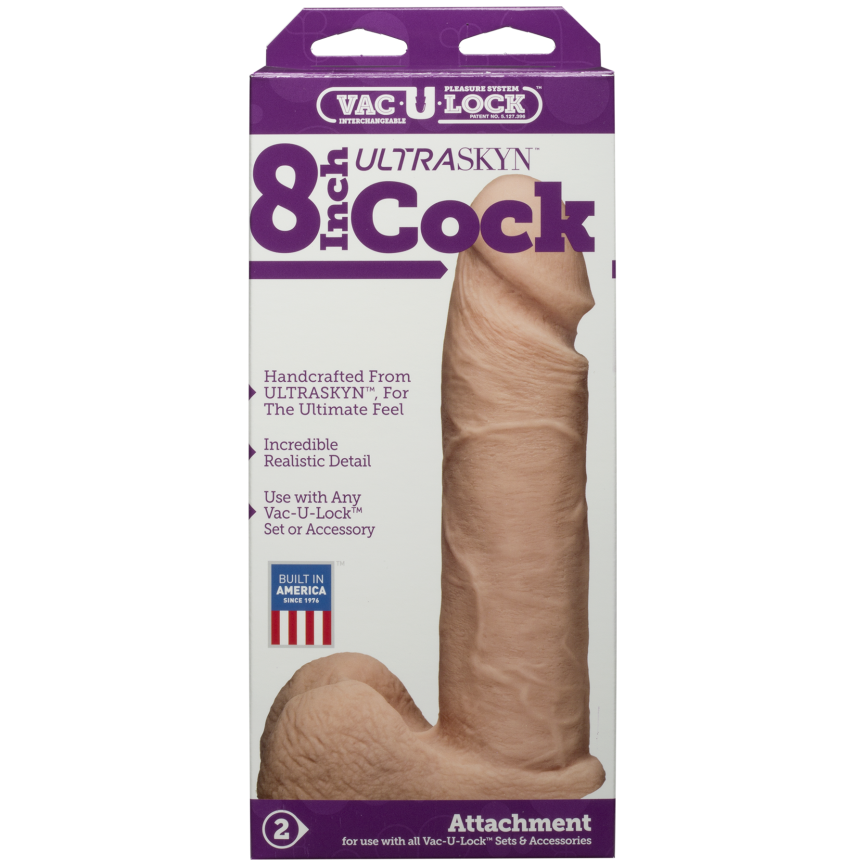 Фалоімітатор Doc Johnson Vac-U-Lock - 8 Inch ULTRASKYN Cock White, діаметр 5,1 см фото 5