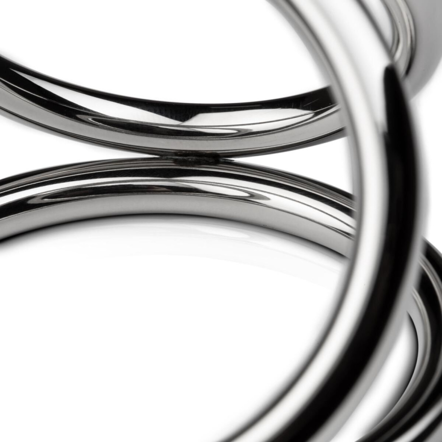 Потрійне ерекційне кільце Sinner Gear Unbendable – Triad Chamber Metal Cock and Ball Ring – Large фото 2