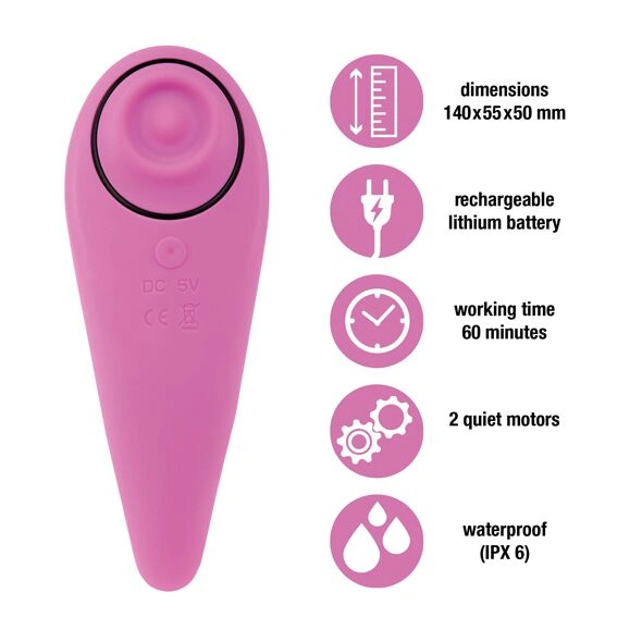 Пульсатор для клитора плюс вибратор FeelzToys - FemmeGasm Tapping & Tickling Vibrator Pink фото 3